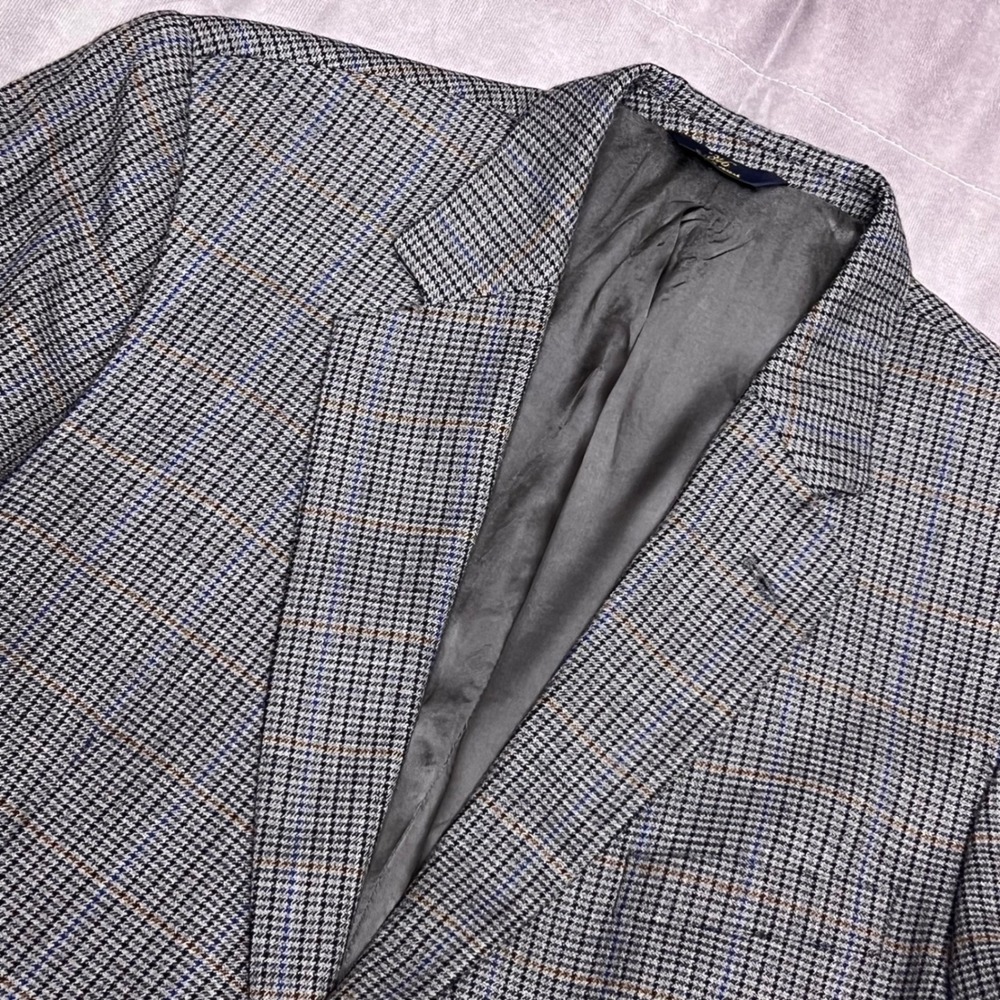 Brooks Brothers 346 Blazer Mens Grey Houndstooth Plaid Sport Coat 46R